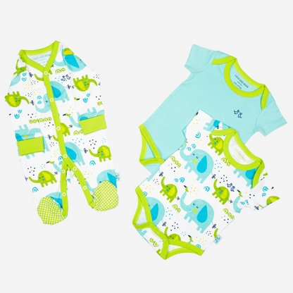 Little Elephant Boys Sleep Suit & 2 Piece Vest Set