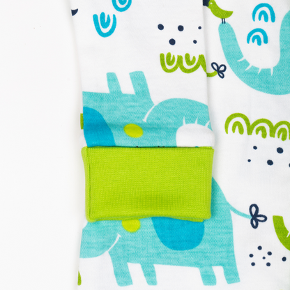 Little Elephant Print Boys Sleepsuit