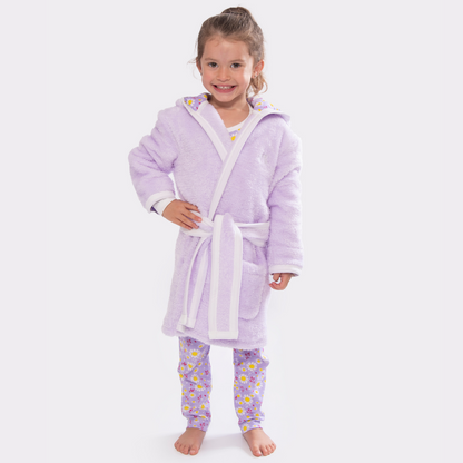 Dizzy Daisy Print Girls Lilac Dressing Gown