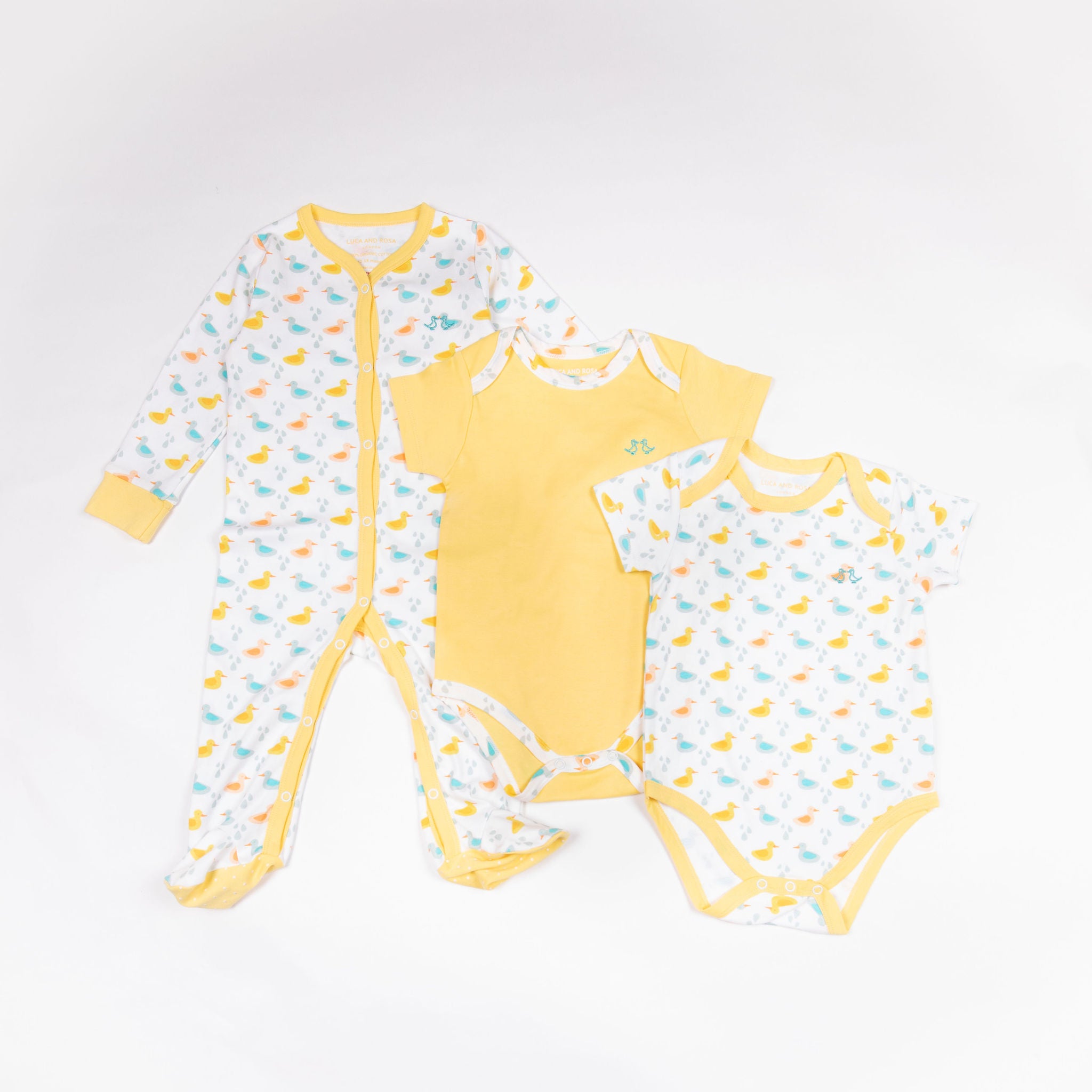 Little Ducks Luxury Babygrow and 2 Piece Vest Gift Set in Organic Cotton