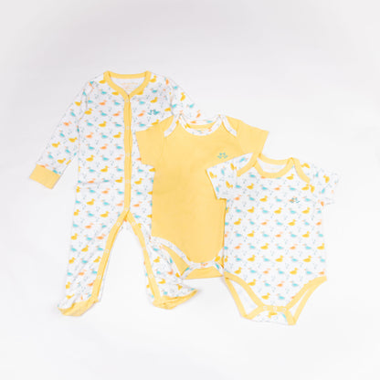 Little Ducks Baby Grow & 2 Piece Vest Set