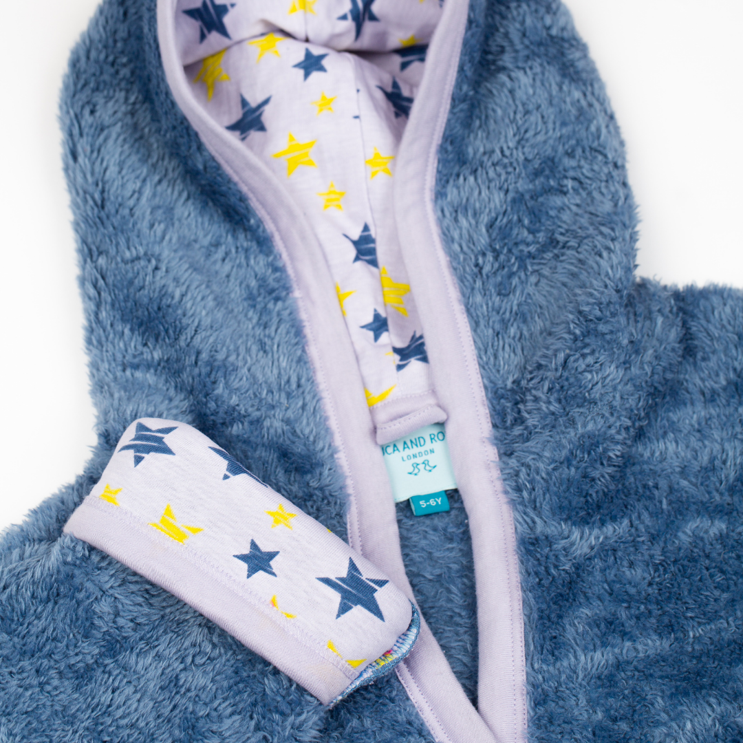 Shining Stars Print Dressing Gown Navy