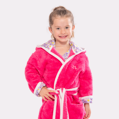 Dizzy Daisy Print Pink Girls Dressing Gown