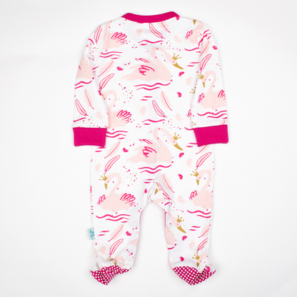 Swan Princess Print Baby Girl Sleep Suit
