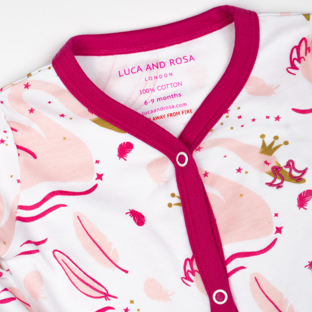 Swan Princess Print Baby Girl Sleep Suit