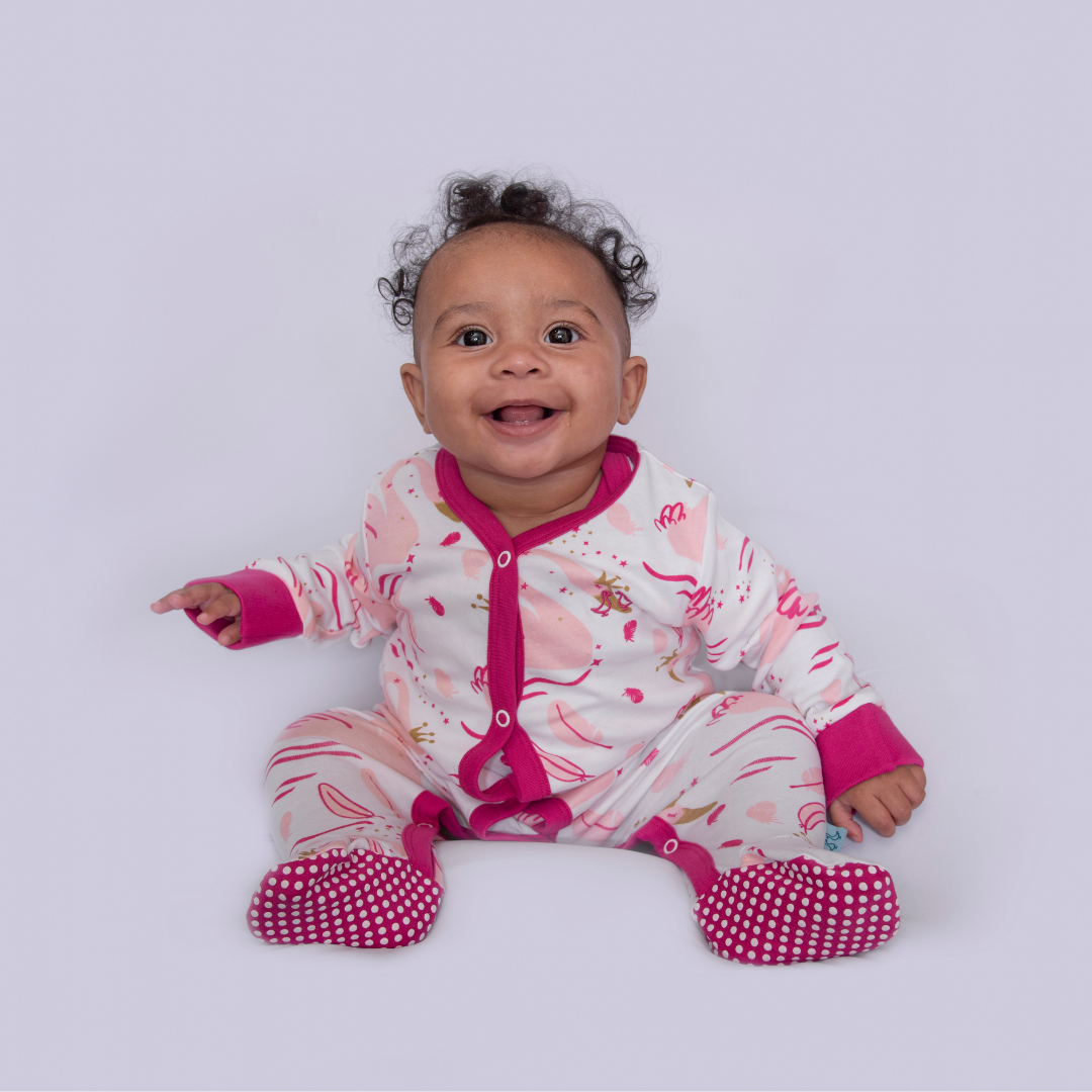 Swan Princess Print Baby Girl Sleep Suit